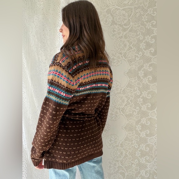 Vintage Southwestern Knit Cardigan Blanket Wrap Boho Cotton Chaps - Picture 7 of 15